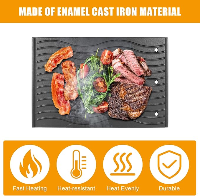 56040 56041 Cooking Griddle for Napoleon PRO 500,Prestige 500,Napoleon LEX Series BBQ Grill Accessories, Reversible Cast Iron Griddle Plate Grill Replacement Parts