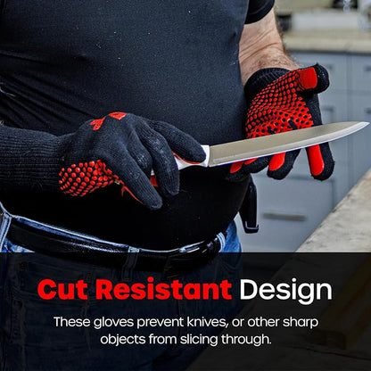 Fireproof Gloves by Prepared Hero - 1 Pack - Resistant Up to 932 Degrees - Cut Resistant, BBQ Gloves - Grill Gloves - Fire Protection Gloves - Heat Resistant Gloves - Heat Gloves for Grilling & BBQ