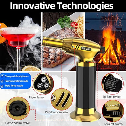 Cocktail Smoker Kit - Whiskey Smoker Kit with Torch,8 Flavors Wood Chips for Whiskey and Bourbon,Old Fashioned Smoker Set for Infused Cocktail,Cheese and Meats,Gifts for Men,Dad,Husband (NO Butane)