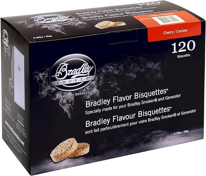 Bradley Smoker Bisquettes for Grilling and BBQ, Cherry Wood Blend, 120 Pack
