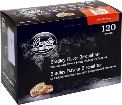Bradley Smoker Bisquettes for Grilling and BBQ, Cherry Wood Blend, 120 Pack