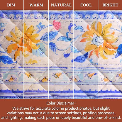Maison d' Hermine 100% Cotton Oven Mitt & Pot Holder Set (7.5"x13" & 8"x8") Heat Resistant BBQ Cooking Gloves with Loop Baking Grilling Kitchen Hotel Home Farmhouse Spring Summer (Girassol)