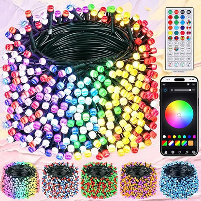 LJLNION Smart Color Changing Halloween Lights, 98.6FT 300 LED RGB String Lights with Remote & App Controlled, Music Sync Multiple Modes, Waterproof Indoor Outdoor Holiday Xmas Tree Party Decor