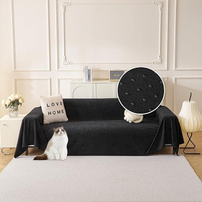 MYSKY HOME Black Couch Covers for Sectional Sofa, Couch Cover L Shape Couch Covers for Dogs Washable Couch Cover Banket Modern Sofa Slipcovers, Super Soft Sofa Towel for Kids, Pets, 91" x 150"