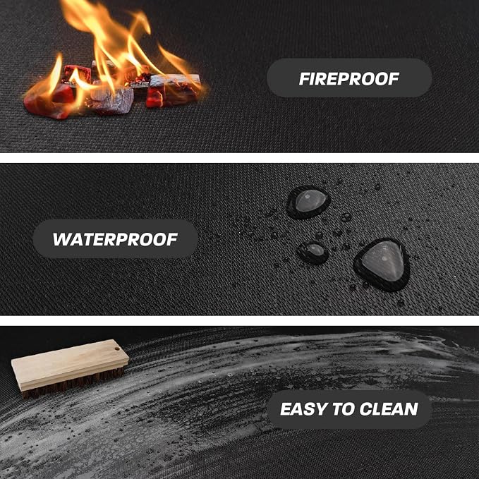 30" Fire Pit Mat for Solo Stove Bonfire - Round Under Grill Mat | Double-sided Fireproof,Oil & Waterproof,Portable,Easy to Clean,Outdoor Patio Deck Protection,Fireplace,Camping Stove Fire Mat
