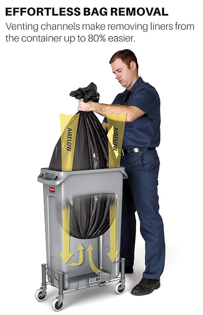 Rubbermaid Commercial Products Slim Jim Trash/Garbage Can with Venting Channels 16-Gallon Black for Kitchen/Office/Workspace Pack of 4