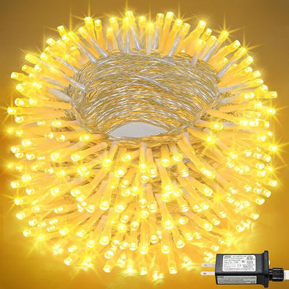 165FT 500 LED Outdoor String Lights, Warm White Christmas Lights Indoor Waterproof, 8 Modes Plug in Twinkle Fairy Lights for Outside Bedroom Garden Patio Party Wedding Holiday Decorations