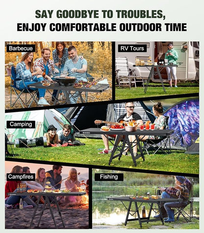 Raynesys Portable Folding Grill Table for Ourdoor, Camping, Picnic, BBQ | Foldable Grill Table with Mesh Desktop, 200lbs 4Ft Height Adjustable Metal Table, 47.24" L x 23.62" W