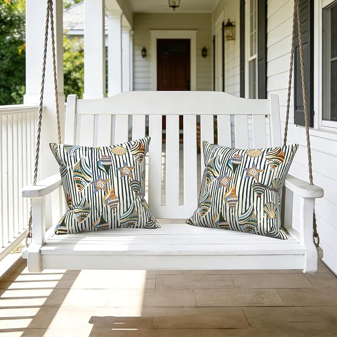 LVTXIII Outdoor Pillow Covers 20x20 Inch, 2 Pack Large Square Throw Pillow Cases, Fade-Resistant Cushion Covers for Patio Furniture Sofa, Garden Porch, Cabana Shells