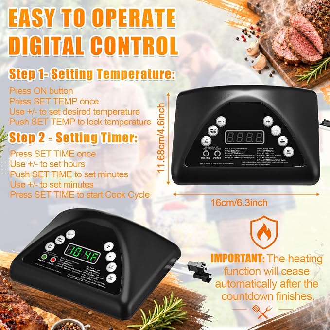 Fumete Smoker Replacement Kit, Compatible with Masterbuilt 20070211 9907100001 9907090039, Digital Control Panel with 120V 1200W Heating Element for Select Electric Smokers