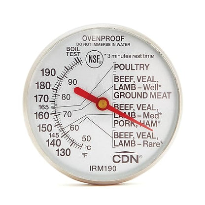 CDN Ovenproof Meat Thermometer | NSF® Certified | ProAccurate® | 1.75" Dial | For Oven & Grill Cooking | Durable Stainless Stem | Fast & Accurate Readings | IRM190
