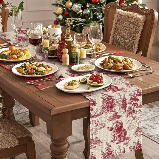 Christmas Santa Claus Table Runner,Dining Decor for Kitchen Coffee Table Family Dinners Holiday Parties Wedding Events Decor(13x72 inch)