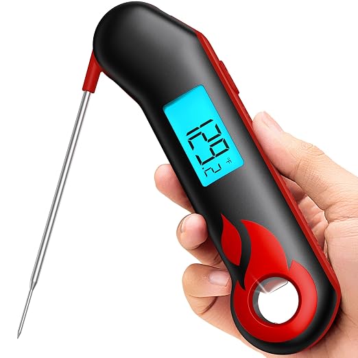 ThermoMaven Professional Meat Thermometer, Instant Read in 0.5 Sec, NIST Certified Accuracy ±0.5°F, IP67 Waterproof, Ambidextrous Backlight & Auto-Rotating Display, for BBQ/Grill/Cooking, Black&Red | Instant Read in 0.5 Sec, IP67 Waterproof, Ambidextro...