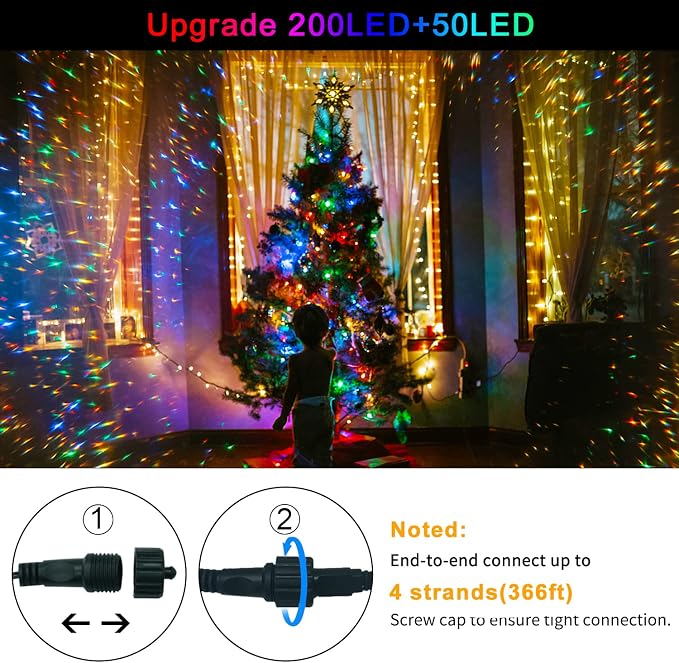 JMEXSUSS 250 LED String Lights, Warm White to Multicolor Christmas Lights | 8 Modes, 91.5ft, Durable, Indoor/Outdoor, Waterproof, Green Wire, for Tree Garden Patio Party Yard Christmas Decor