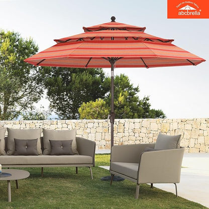 ABCCANOPY 5-Year 10-Year No Fading 9FT 3 Tiers Patio Umbrella, Outdoor Table Umbrella with 8 Sturdy Ribs for Deck, Backyard, Garden, Yard