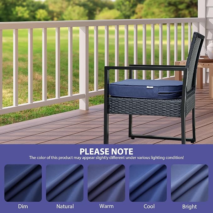 IPYNBAP Outdoor Chair Cushions Set of 4 -Waterproof Outdoor Seat Cushions for Patio Furniture, Patio Chair Cushion with Handle and Ties, Out Door Chair Pads,19x19x3-Round, Navy Blue