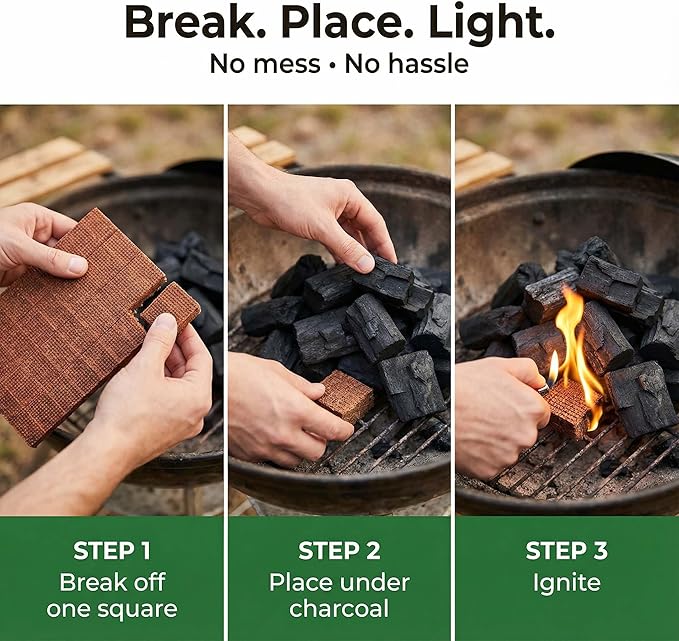Fire Starter Cubes for Grills: Natural Fire Starters Blocks - Quick Ignition Odorless Firestarter Squares for Campfire BBQ Outdoor Firepits Fireplaces & Wood Stoves - 144 pcs