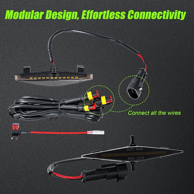 White LED Grill Led Lights Compatible with 4Runner 2014-2024 TRD Pro 2014-2019 SR5, Premium, Limited, TRD Off-Road 4 PCS Smoke Lens