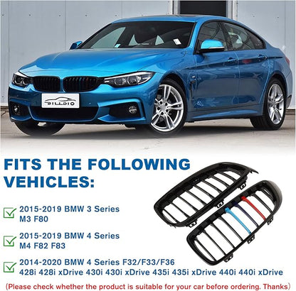 F32 Grille - Front Kidney Grill Color Grille Compatible With 2014-2020 BMW 4 Series F32/F33/F36 428i 430i 435i 440i 2015-2019 F82 F83 M4 3 Series F80 M3 ABS Single Slat