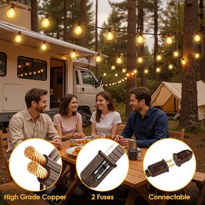 Mlambert 25FT G40 LED Outdoor String Lights, Plug-in Waterproof Patio Lights with 10 LED Bulbs (1 Spare), Porch Lights for Backyard Party Decor, Brown