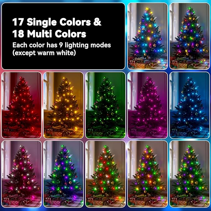 LitHome 300LED Color Changing Christmas String Lights Outdoor, 35 Colors 9 Modes Red White Blue String Lights with Remote, Connectable 4th of July Light plug in for Independence Day Indoor Party Decor