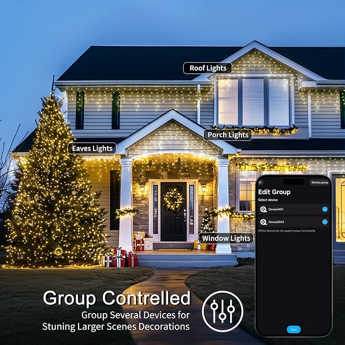 JMEXSUSS 400 LED Smart RGB Icicle Lights for Outside | Color Changing Halloween Lights Outdoor with Remote & APP, String Light Plug in for Christmas Decor