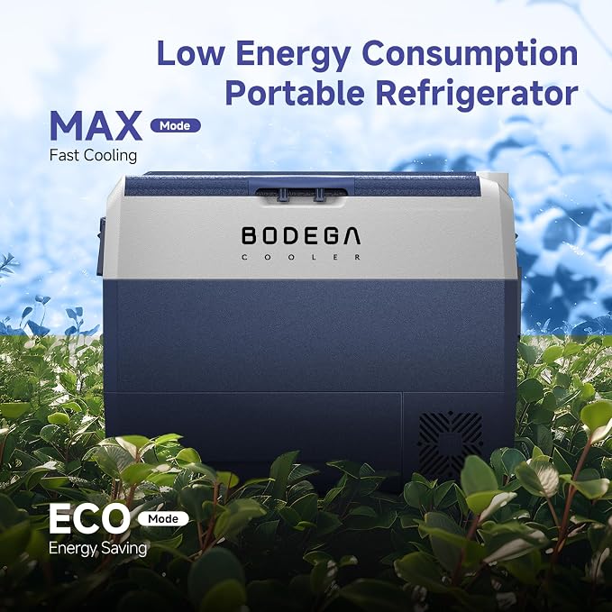 BODEGA 64QT 12 Volt Car Refrigerator Portable Single Zone With Wheels | Shockproof，Bluetooth Control, -4℉-68℉ ,12/24V DC&100-240V AC,H/M/L Battery protection,ECO&MAX MODE,LED Light,anti shack
