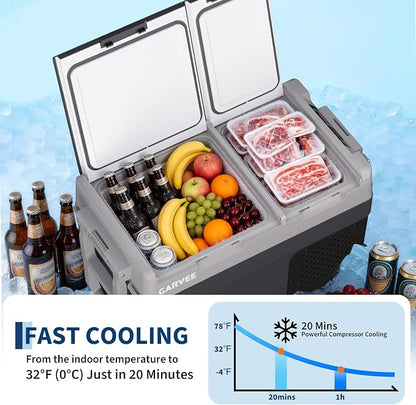 Garvee Car Refrigerator, 40QT(38L) Dual Zone 12/24V Electric Cooler | Portable Freezer Compressor Rapid Freezing -4°f to 68°f, Car Fridge Internal Battery (Not Included) Portable Refrigerator