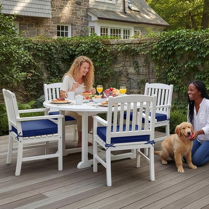 Summsun Outdoor Chair Cushions Set of 4: Waterproof & Fade Resistant Seat Cushion for Patio Furniture - 19 x 19 x 2 Inch Chair Pads with Ties and Hidden Zipper - Patio Chair Cushion Replacement, Navy