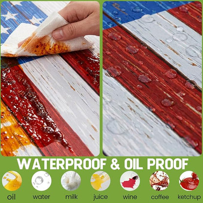 Picnic Table Cover with Bench Covers Waterproof Rectangle Tablecloth Camping Essentials Supplies Rv Travel Gear Must Haves Accessories Fitted Table Cloth Outdoor Road Trip Camper Gifts American Flag