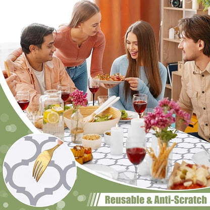 Smiry Picnic Fitted Table Cover, 5 Foot Flannel Backed Vinyl Tablecloth | Waterproof Elastic Stretch Table Cloth, Wipeable Plastic Tablecloth for Camping, Indoor & Outdoor (White, 36" x 60")