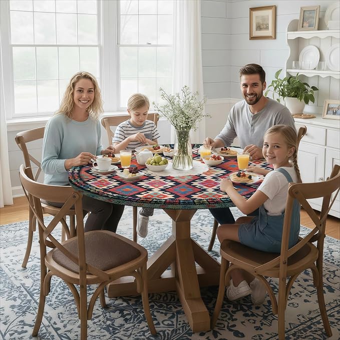 opstellen Fitted Round Tablecloth Waterproof Table Cloth Vinyl Indoor Outdoor Aesthetic Circle Cover for 36-44" Tables Dining Kitchen Studio Apartment Party Gear Gifts Summer Fall Patio Essentials