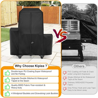 600D Pellet Grill Cover for Pit Boss Lockhart, Waterproof BBQ Smoker Cover, UV Resistant, No Tear, No Fading