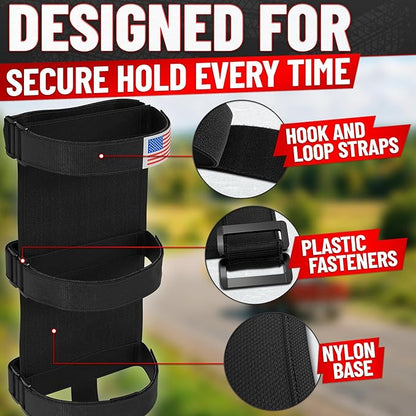 Fire Extinguisher Mount for Vehicle - Adjustable Nylon Strap Fix, No-Drill, Roll Bar Mount, Quick Release | Fits 3 lb Extinguishers - Fire Extinguisher Holder for Car, Boat, UTV, & Off-Road Vehicles