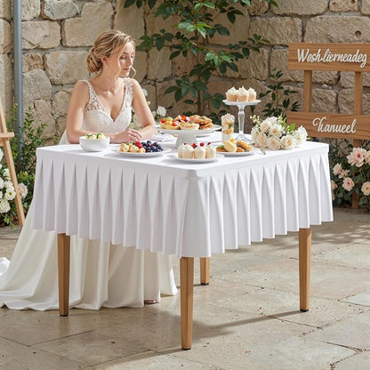 PARTISKY White Spandex Square Tablecloths 48x48 Inch, Wrinkle Free Fitted Card Table Cloth Stretch Square Table Cover for Kitchen Dinner, Holiday Party, Wedding Banquet, Display Trade Show