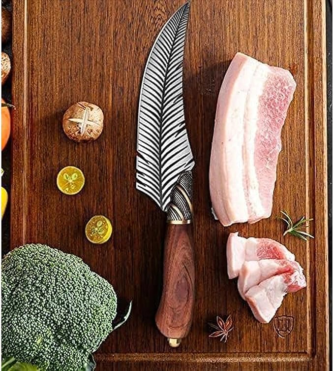 Dream Reach Feather Viking Boning Knife, 6 Inch Professional Viking Knife Meat Cleaver Full Tang with Sheath Gift Box for Outdoor Camping Thanksgiving Christmas Gifts for Men Women