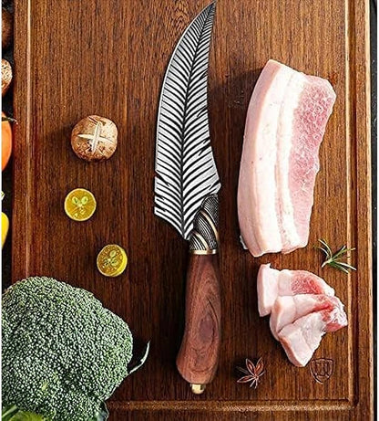 Dream Reach Feather Viking Boning Knife, 6 Inch Professional Viking Knife Meat Cleaver Full Tang with Sheath Gift Box for Outdoor Camping Thanksgiving Christmas Gifts for Men Women