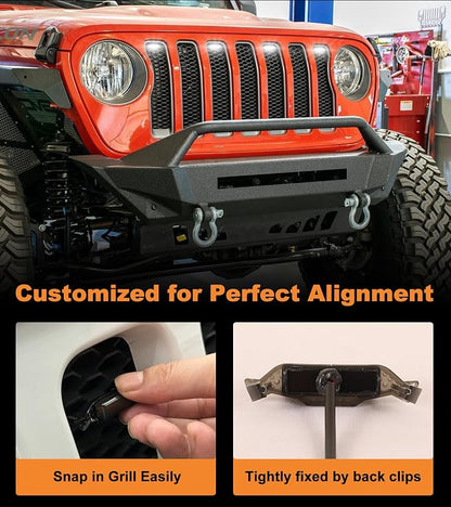 LED Grill Lights for Jeep Wrangler JL JLU Accessories 2018-2023, White | Direct-Snap Front Grille LED Accent Marker Lights, IP68 Waterproof, Enhanced Night Visibility, Raptor-Style Exterior Lighting