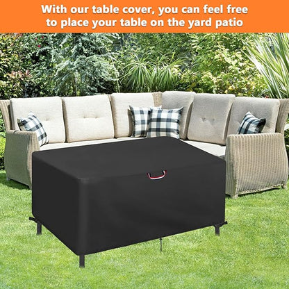 64" Outdoor Dining Table Cover for 6, Waterproof Protective Cover for Patio Rectangle Table Furniture Covers - Black, 64x42x28 Inch