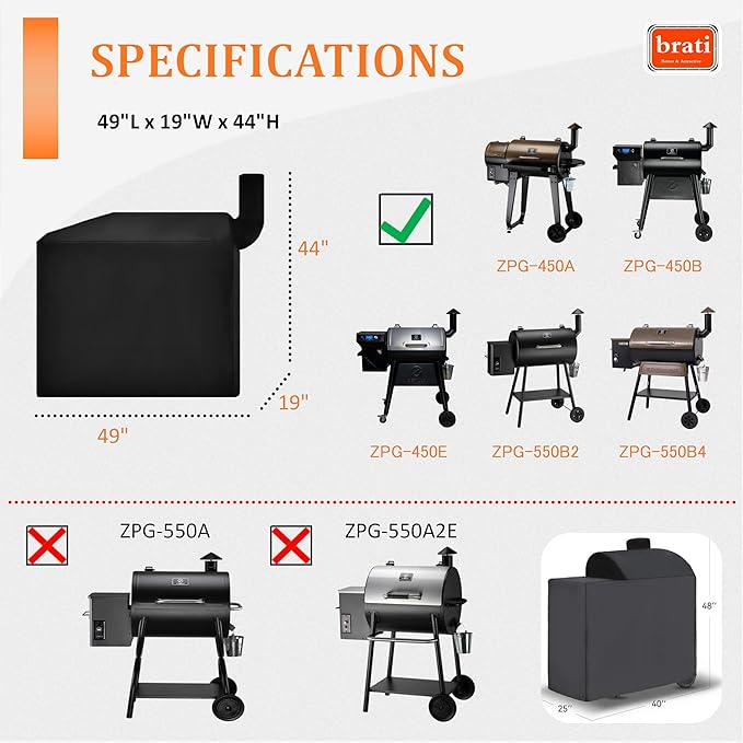 Grill Cover for Z Grills 450 Series,550B/550B2/550B4/550C Pellet Smoker,49 Inch Z Grills Pellet Grill Cover Accessories