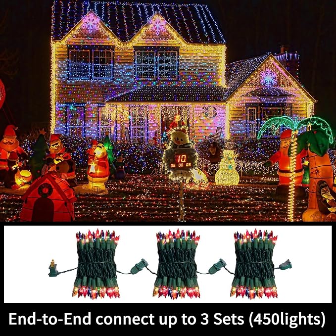Easter Decorations Mini String Lights, 150 Count 31.9Ft Pink & Multicolor Easter Lights, Plug in Waterproof Easter Lights for Indoor Outdoor Easter Garland, Tree, Party & Holiday Decor