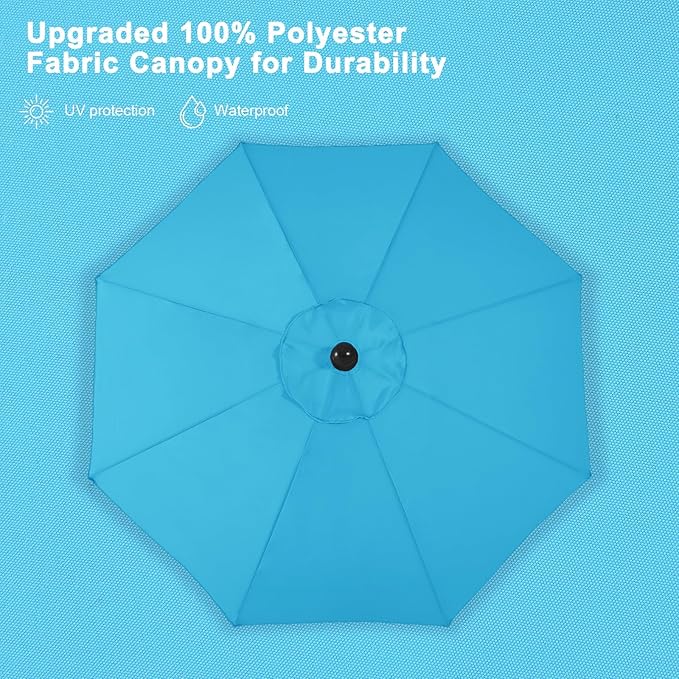 ABCCANOPY 7.5FT OutdoorPatio Umbrella, UV Protection Table Umbrella w/Crank for Easy Set Up, Suitable for Garden, Lawn, Deck & Backyard (Turquoise)