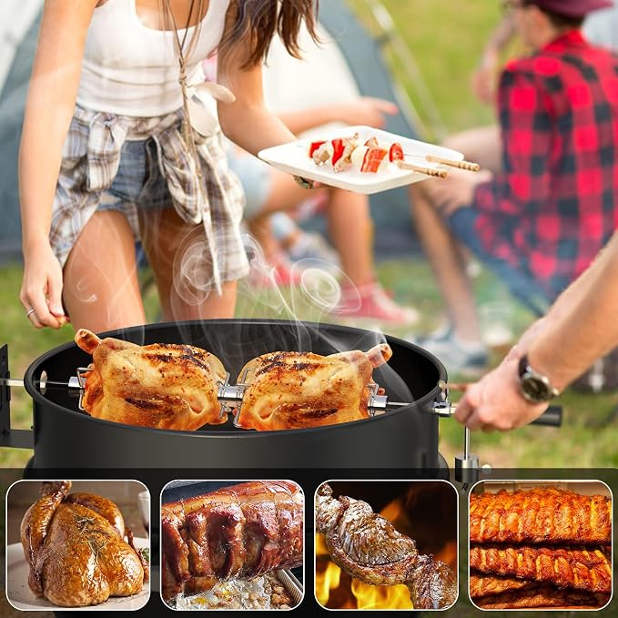 onlyfire Double Sided 4 Pronged Rotisserie Fork for Most Grills, Fits 5/16" Square Rotisserie Spit Rods, 1 PCS