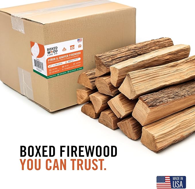 Piñon & Juniper Aromatic Firewood Box, Approximately 11 Pounds (.5 Cubic Feet), Logs Measure Between 8-14 Inches
