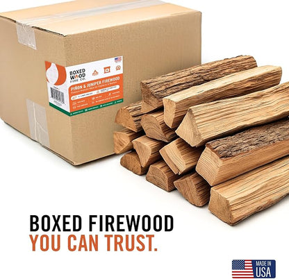 Piñon & Juniper Aromatic Firewood Box, Approximately 11 Pounds (.5 Cubic Feet), Logs Measure Between 8-14 Inches