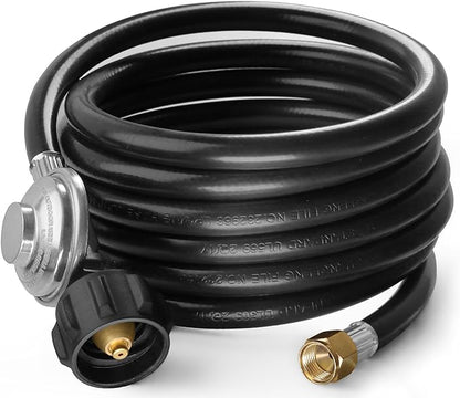 DOZYANT 12 Feet Universal QCC1 Low Pressure Propane Regulator Grill Replacement with 12 FT Hose for Most LP Gas Grill, Heater and Fire Pit Table, 3/8" Female Flare Nut