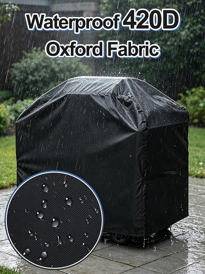 PAMASE 52in Grill BBQ Cover fits Weber Spirit 200 & 300 Series - Waterproof Gas Cover for Outdoor Grill, UV Fade & Rip Resistant, Compatible with Dyna-Glo, Nexgrill, Char-Broil