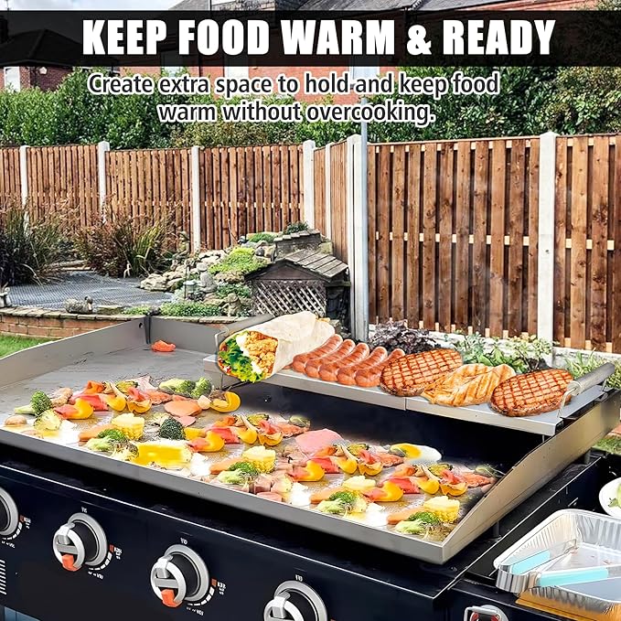 SafBbcue Adjustable Griddle Warming Rack for Blackstone 17"-36" Griddles, Grill Warming Rack Compatible with Weber 6784, Universal BBQ Griddle Rack for Most Tabletop/Flattop Griddles and Grill