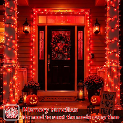 YEGUO Solar String Lights Outdoor Waterproof, 2 Packs Each 33ft 100 LED Red Lights, 8 Modes Twinkle Light for Christmas Tree Outside Garden Yard Xmas Decor