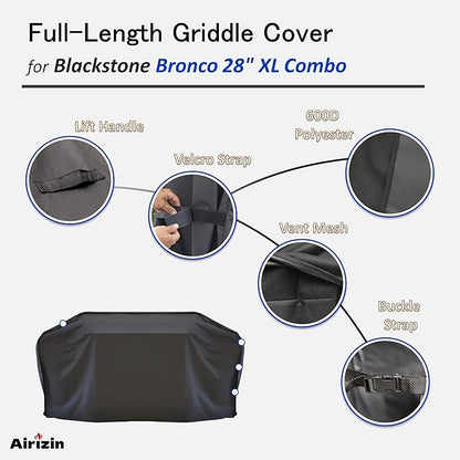 Grill Cover for Blackstone Bronco 28" XL Griddle Vertical Pellet Smoker Combo,for 85 in. Bronco Combo Griddle 2415 Grill Cover Accessories